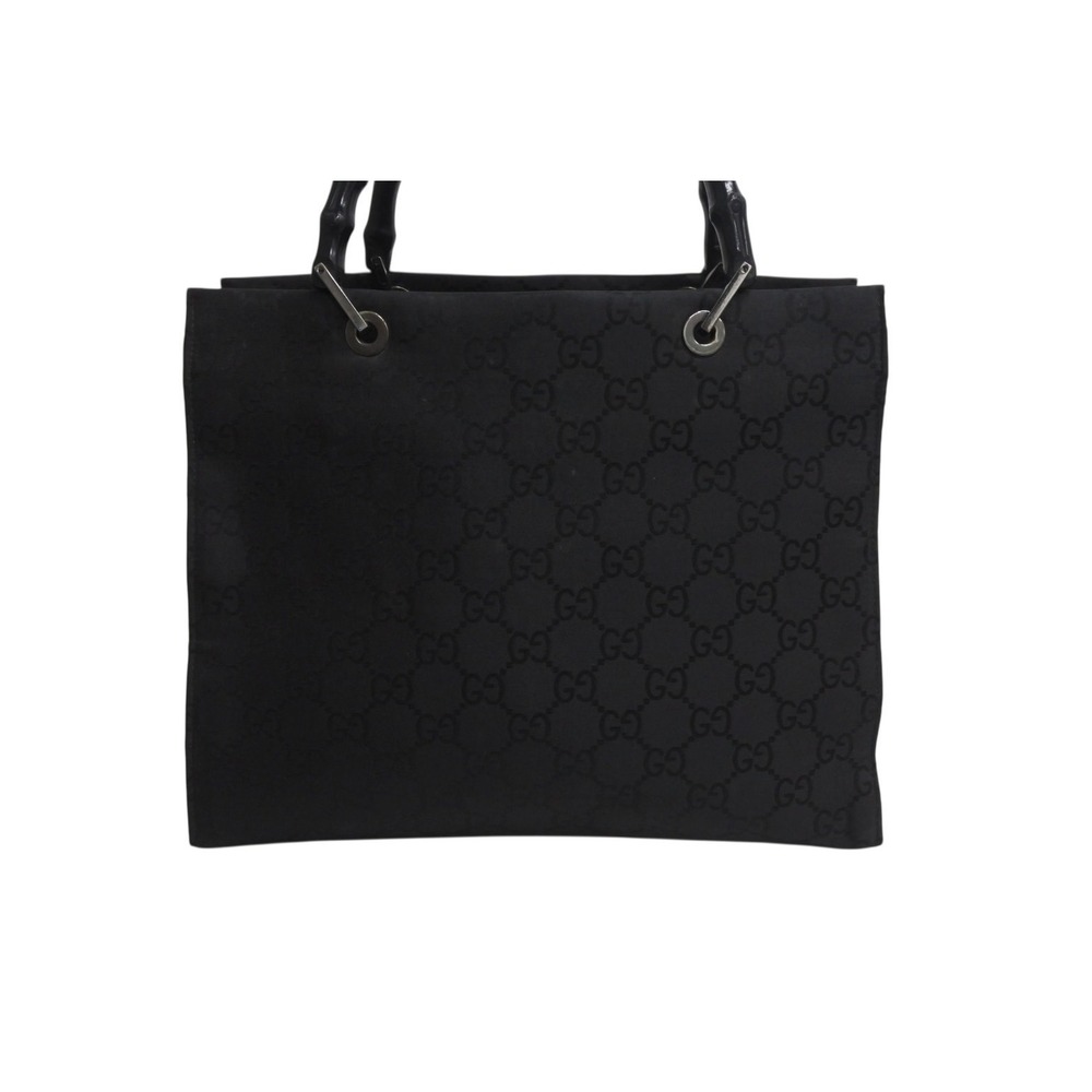 Gucci Bamboo Canvas Handbag Supreme Italy Black GG